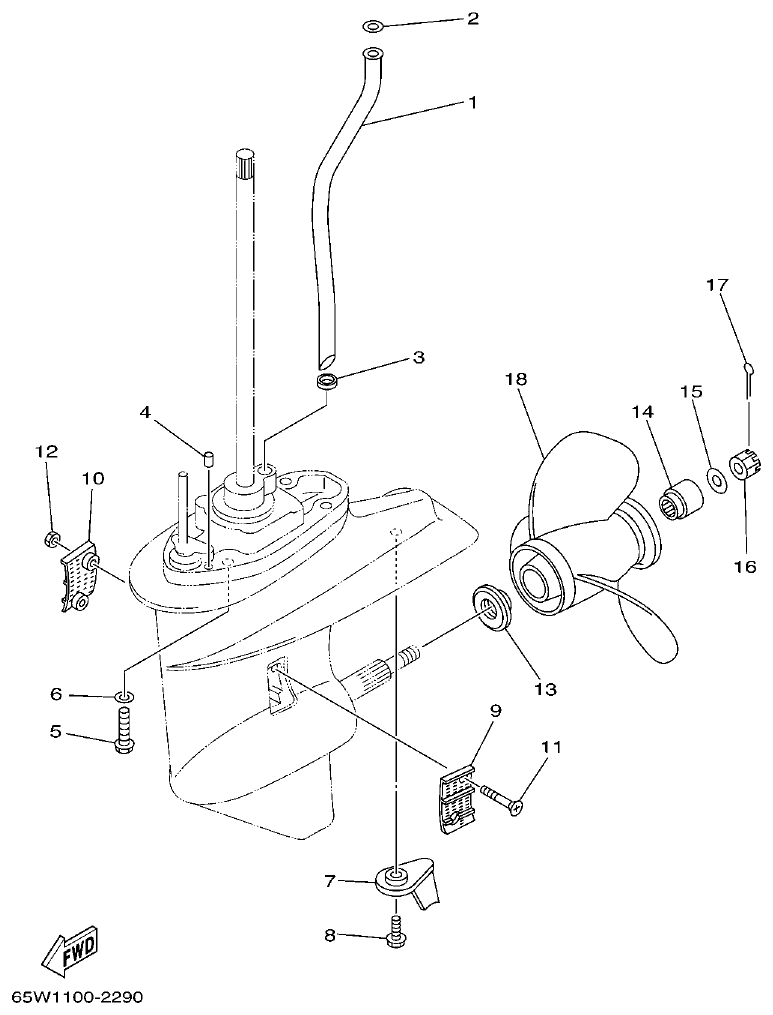 Yamaha F20A, F25A LOWER CASING & DRIVE 2 parts diagram